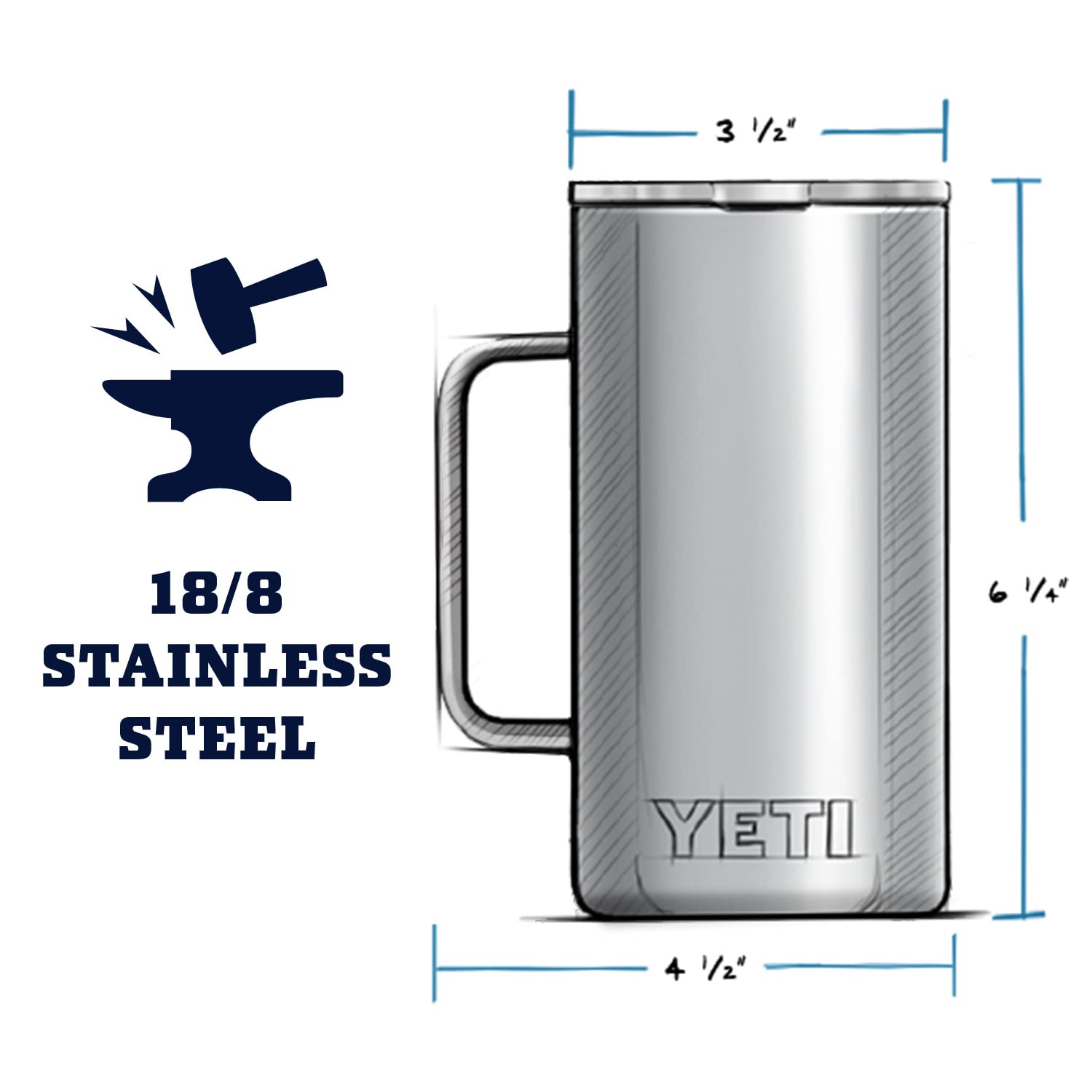 Yeti Rambler 24 Oz Mug, Vacuum Insulated, Stainless Steel With Magslider Lid, Ice Pink