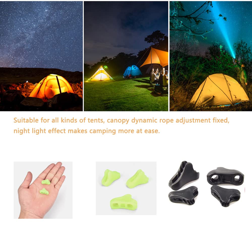 Utysty 20 Pack Tent Rope Tensioner Buckles Tightener Fastener Fluorescent Canopy Guyline Cord Buckle Adjustment Triangle Fixing