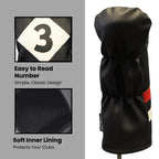 Majek Retro Golf Headcovers Black Red And White Vintage Leather Style 1 3 5 X Driver And Fairway Head Covers Fits 460Cc Drivers