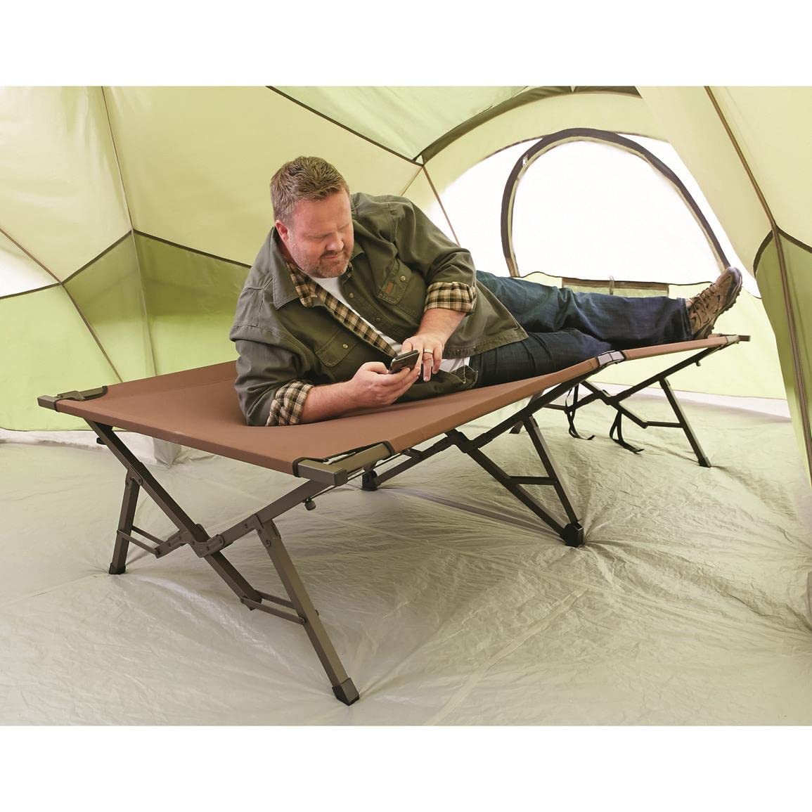 Guide Gear Folding Bed For Camping, Portable Tent Sleeping Cot For Adults, Oversized Heavy Duty, Xl Magnum Cot, 600-Lb. Capacity