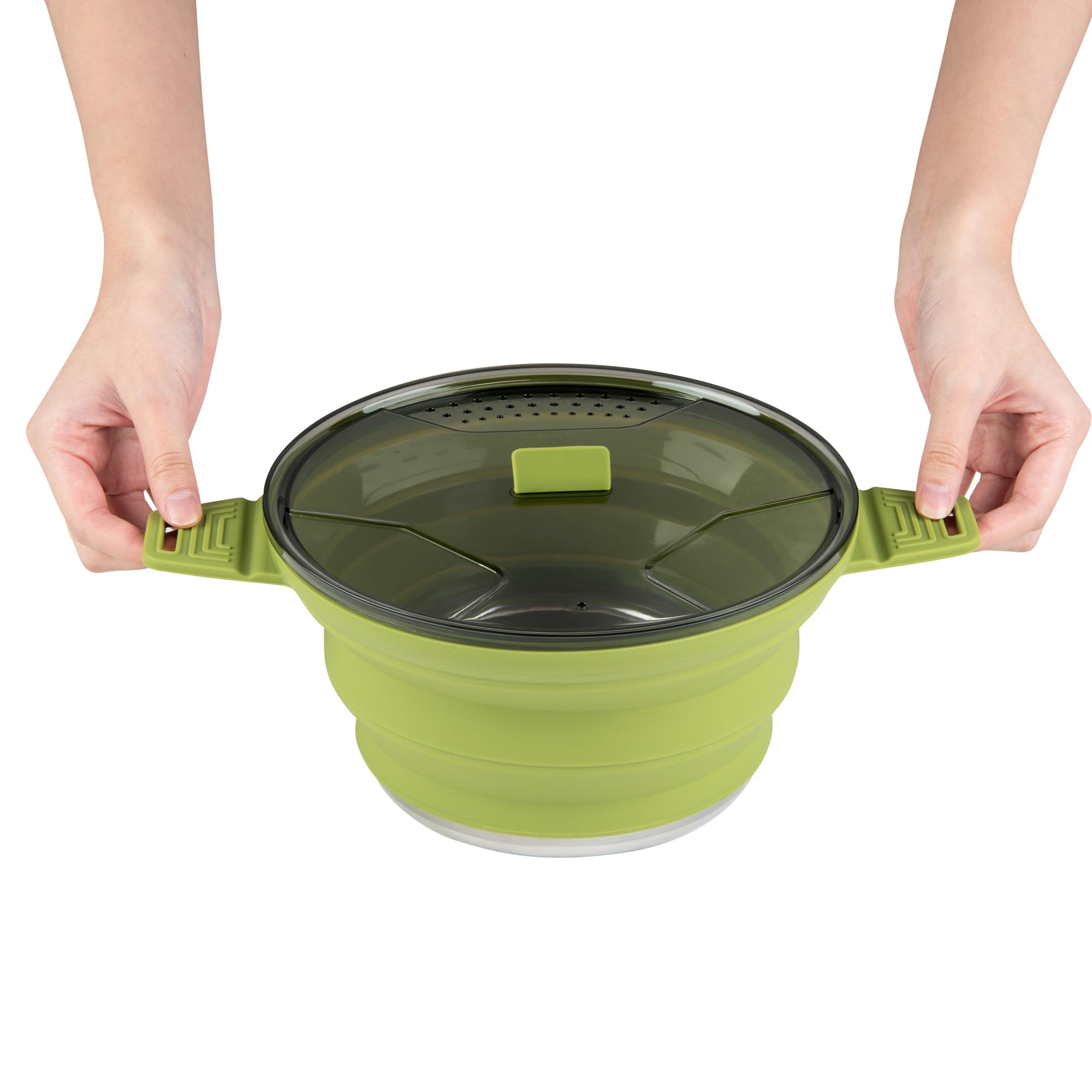 Restaurantware-Hi Tek 2.5 Liter Collapsible Camping Pot, 1 Portable Cook Pot - With Lid, Stainless Steel Bottom, Silicone Campin