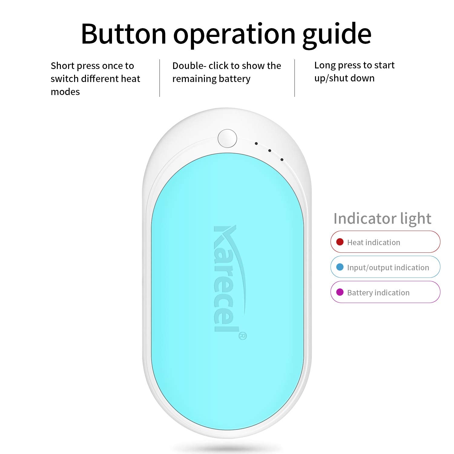 Karecel Hand Warmers Rechargeable, Usb Hand Warmer Reusable 5200Mah Powerbank Portable Heater Battery Hot Pocket Warmer Electric