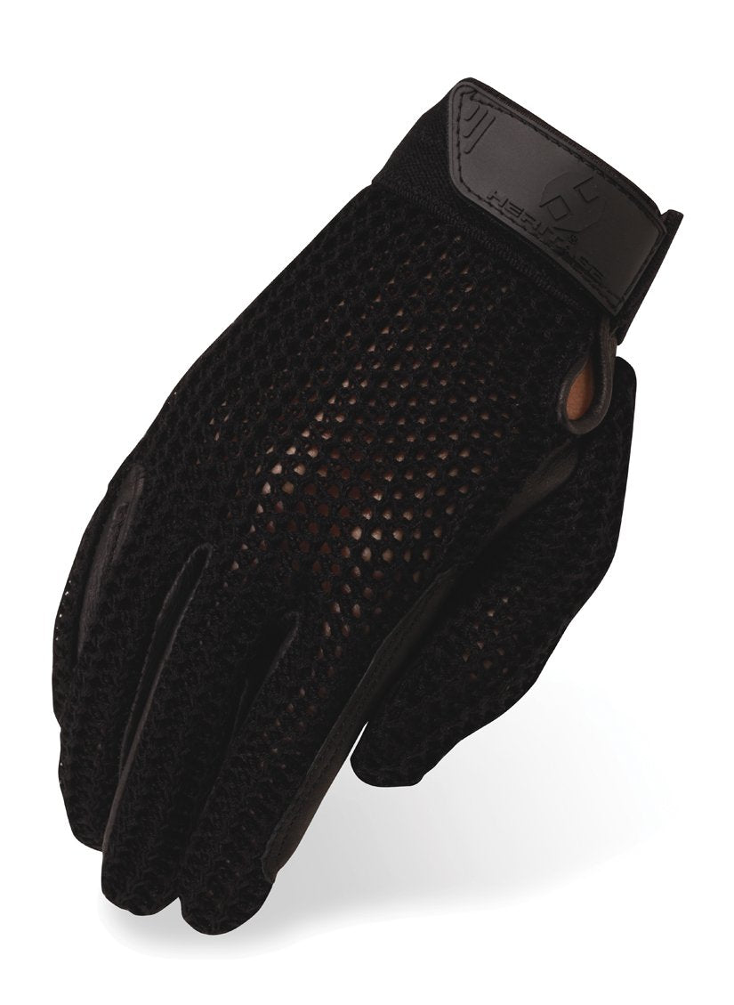 Heritage Crochet Riding Gloves, Size 7, Black
