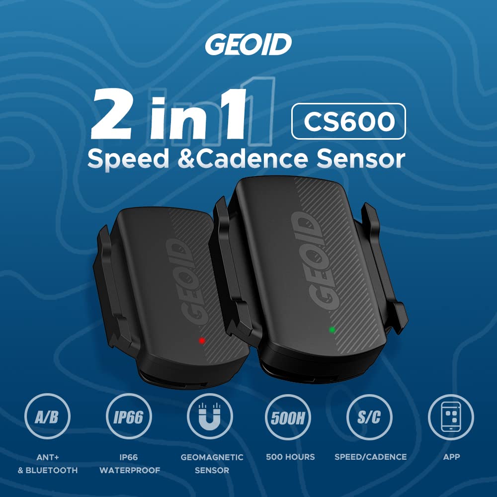 Geoid Cs600 Cadence/Speed Sensor For Cycling, Ant+/Bluetooth Wireless Bicycle Rpm Sensor Compatible With Bike Computers, Sport W