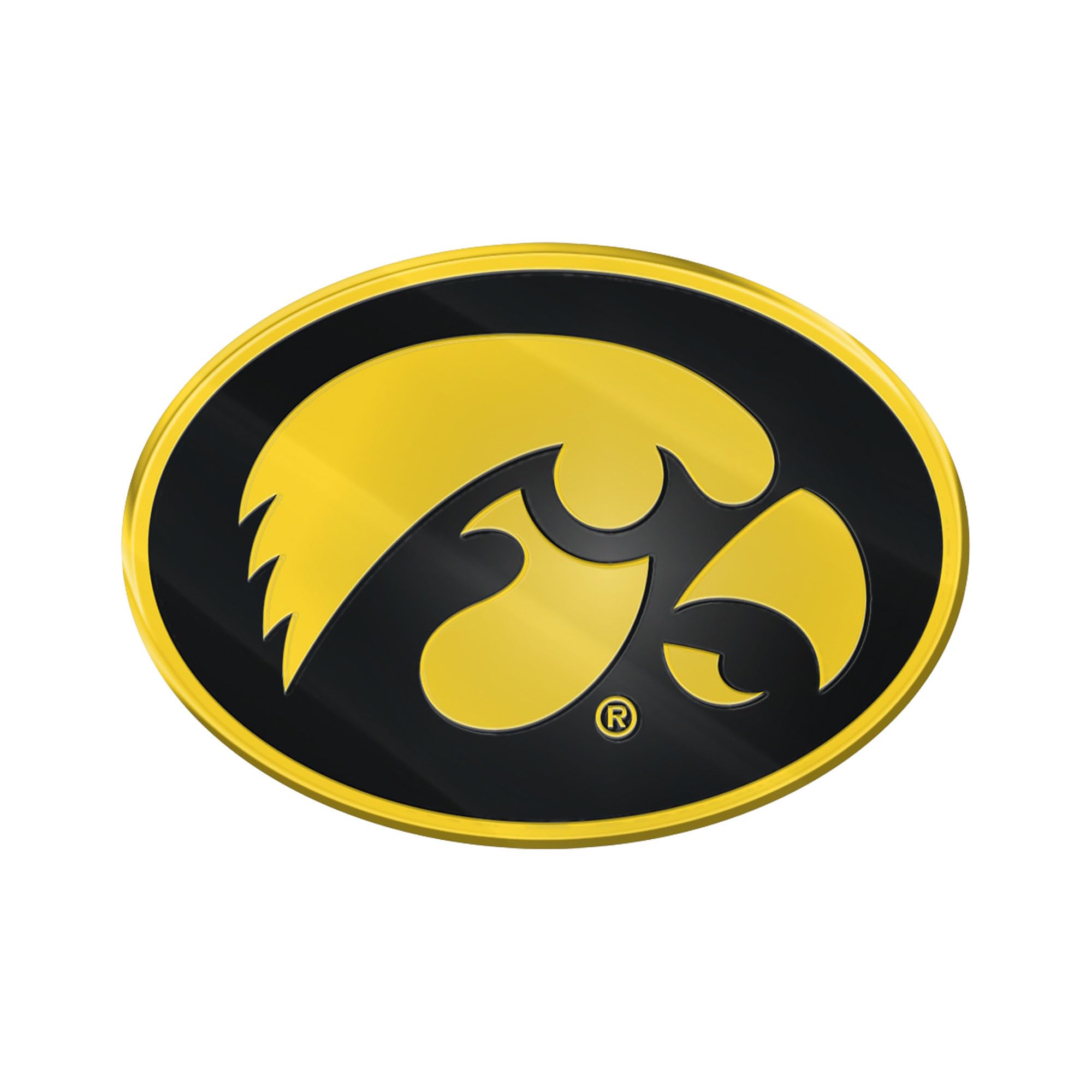 FANMATS 60528 Iowa Hawkeyes Heavy Duty Aluminum Embossed Color Emblem, Auto Emblem Decal