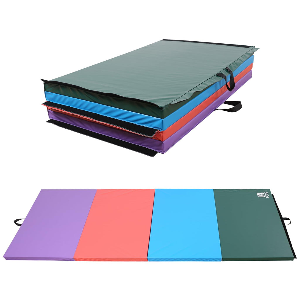 Gymnastics Mat 8X4X2'' Foldable Tumbling Mats With Carrying Handles Four Fold Thick Exercise Mat For Home Aerobics Stretching Yo