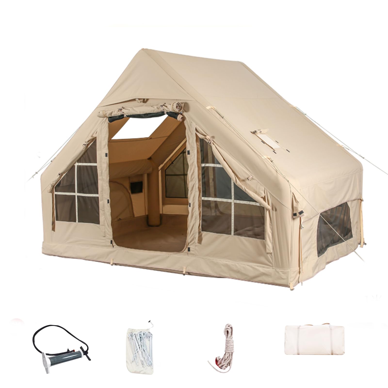 Inflatable Camping Tents With Hand Pump, Air Glamping Tents, Easy Setup Waterproof And Windproof Blow Up Tent, 4 Seasons Oxford