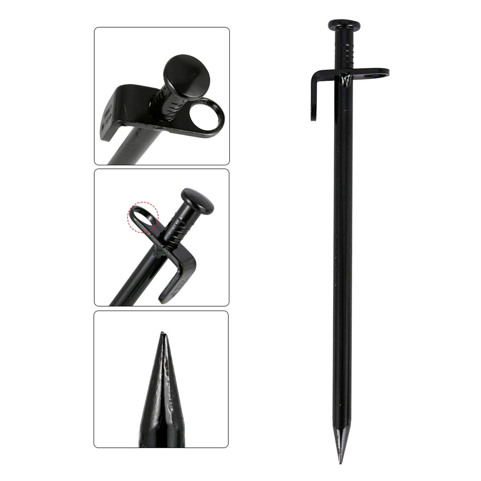 Tent Pile,Luminous Ring Storage Bag(8 Pieces) Sturdy Heavy Steel Tent Pile Ground Nail Metal Pile, Suitable For Outdoor Mountain