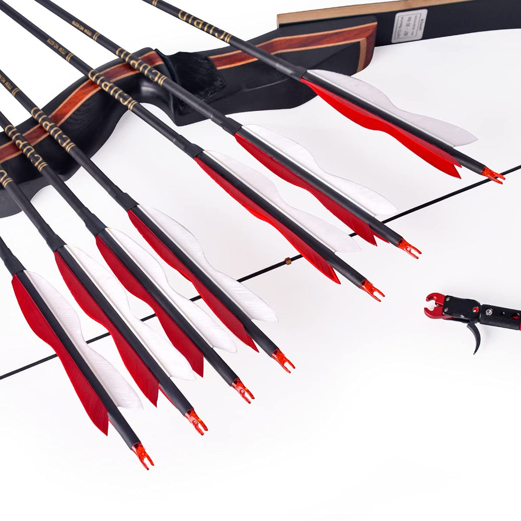 30Inch Carbon Arrow Archery Hunting/Targeting Practice Arrows With 5 Turkey Feathers For Compound Recurve Longbow 12Pack