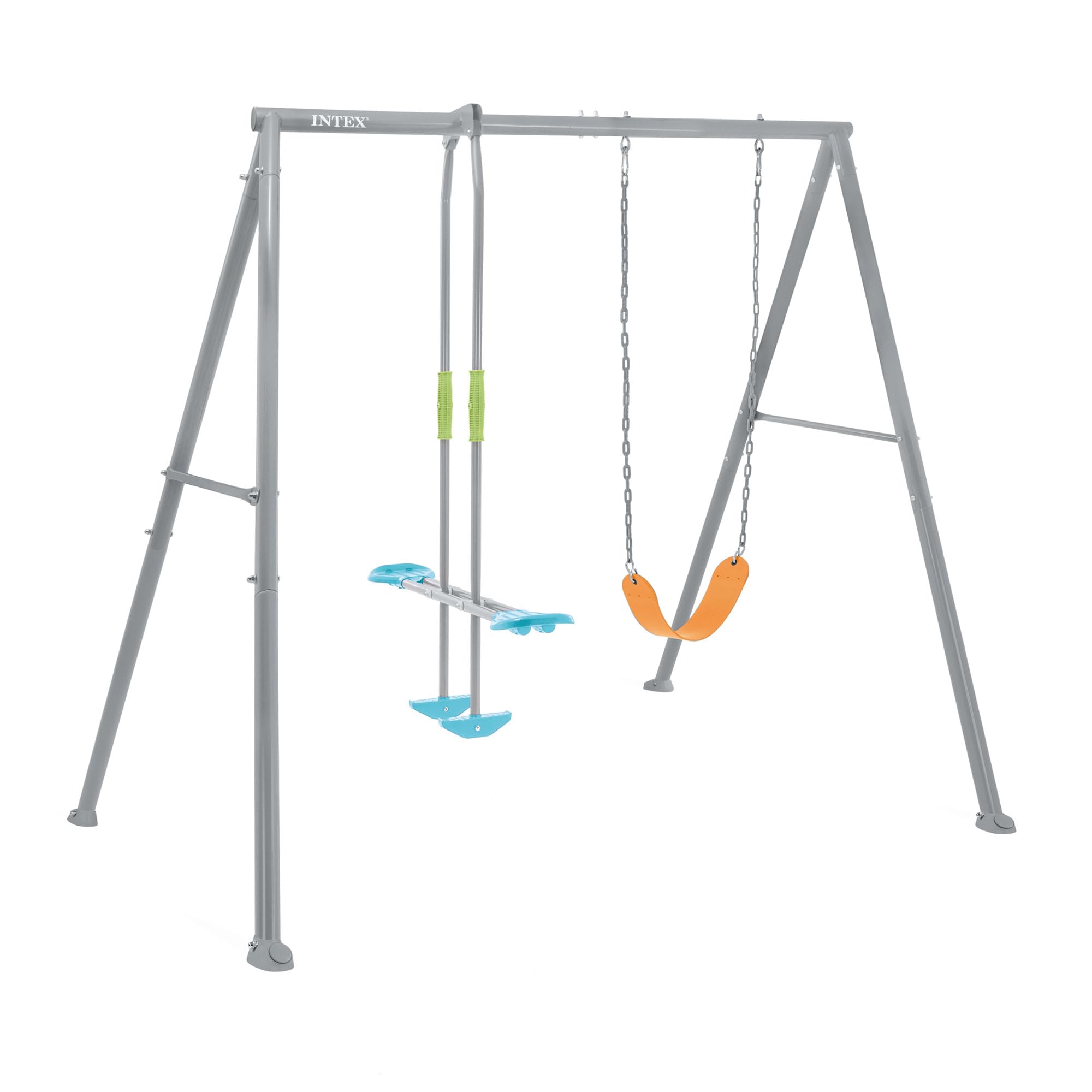 INTEX 44122E Heavy Duty Backyard Two Feature Swing Set: Includes Height Adjustable Swing and Glider  PlastisolCoated Chain  R