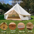 Outdoor Family Camping Safari Glamping Tent Waterproof Luxury 3/4/5/6M Yurt Bell Tent With Mesh Screen (Off White Oxford Tent, 6