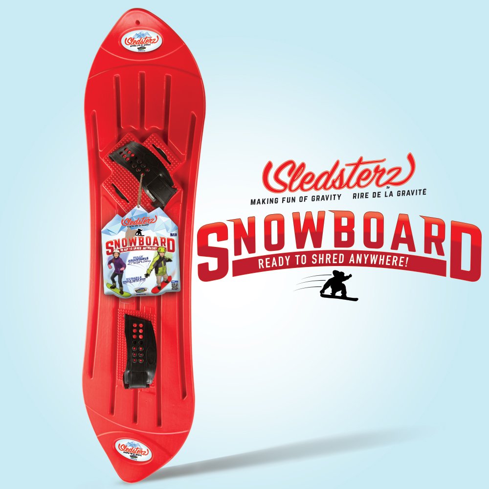 Geospace The Original Sledsterz Kids' Beginner Snowboard - Comes In Assorted Colors Of Either Red, Blue Or Green (Single Assorte