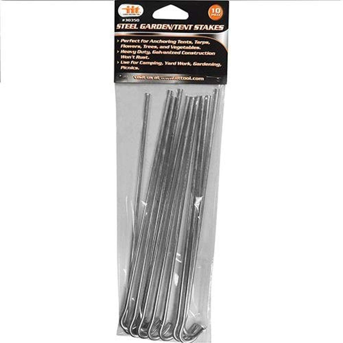 Garden And Tent Stakes 9-Inch Galvanized Steel 10 Piece Set