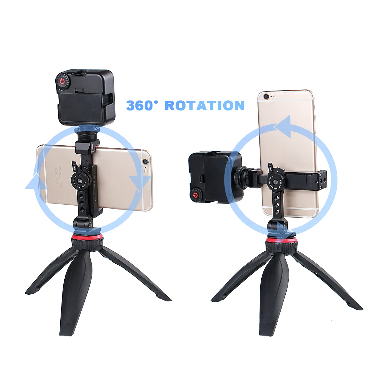 Arnarkok Metal Phone Tripod Mount W Rotatable Cold Shoe,360 Rotation  Tilt Angle,Compatible With Iphone Cell Phone Tripod Mount