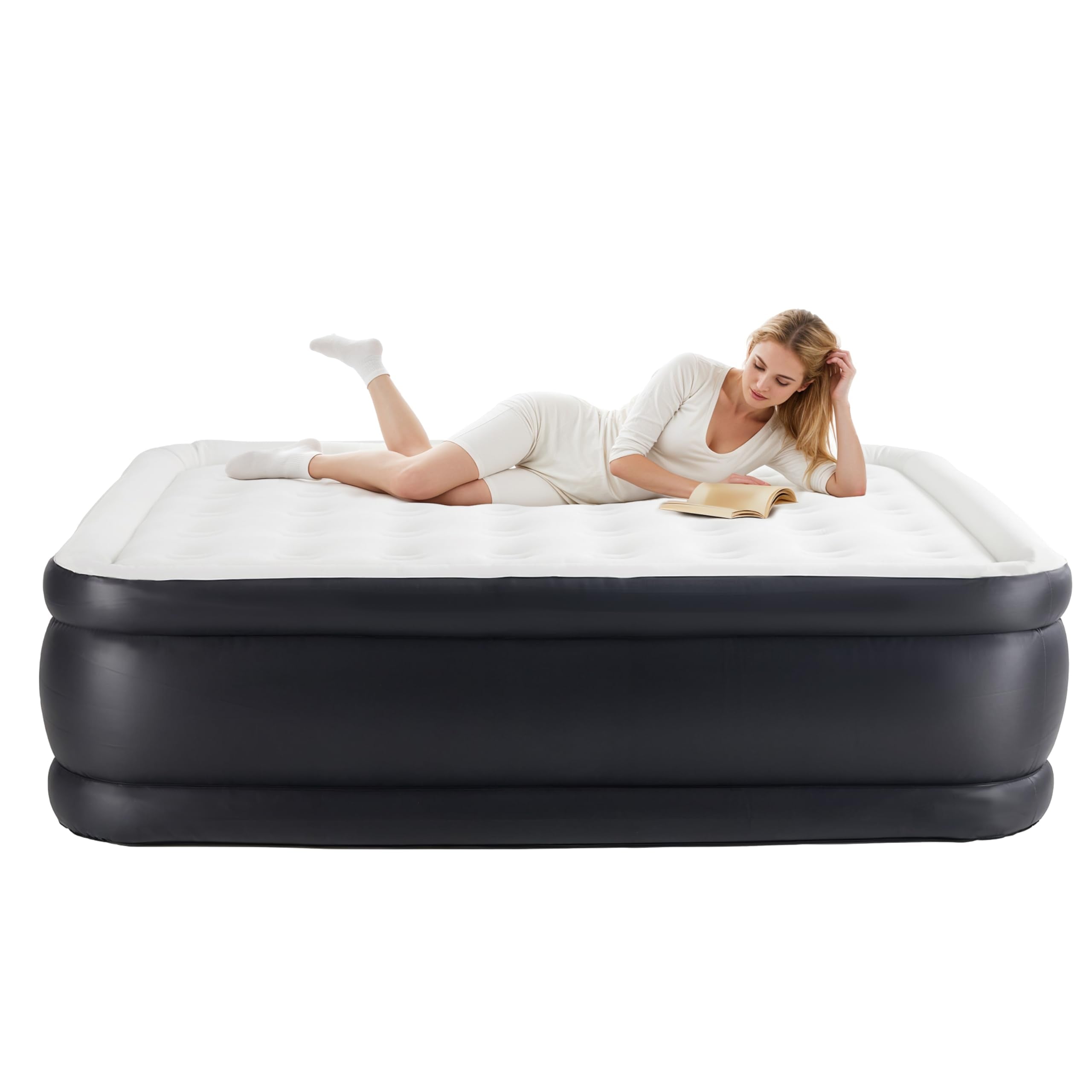 Yssoa Queen Camping Air Mattress With Built-In Electric High-Speed Pump, 18 Bed Height, Blow Up Inflatable Airbed With Carrying