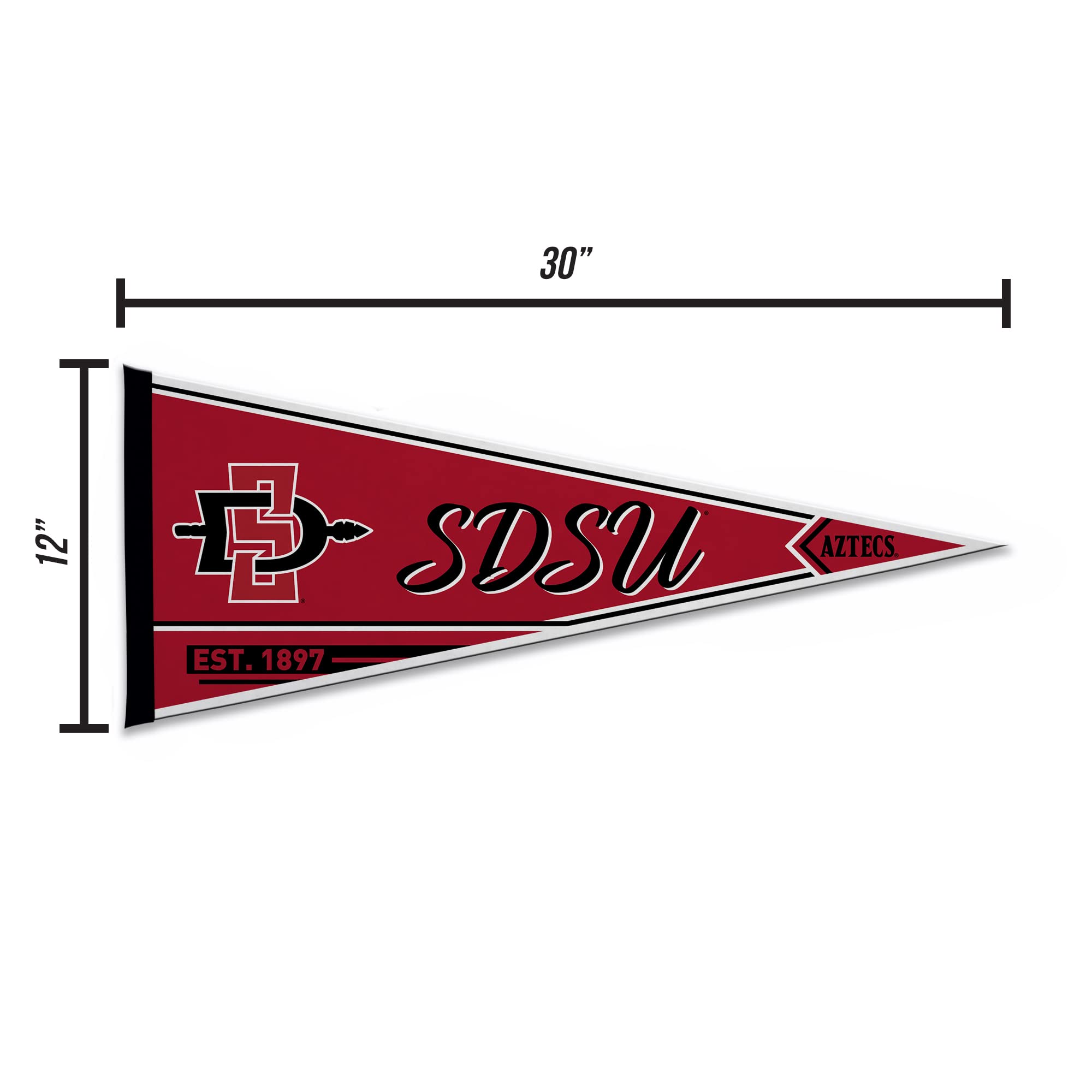 Rico Industries Ncaa San Diego State Aztecs - Sdsu Classic 12'' X 30'' Felt Wall D  Cor Pennant - Great For Home/Bed Room/Man Ca