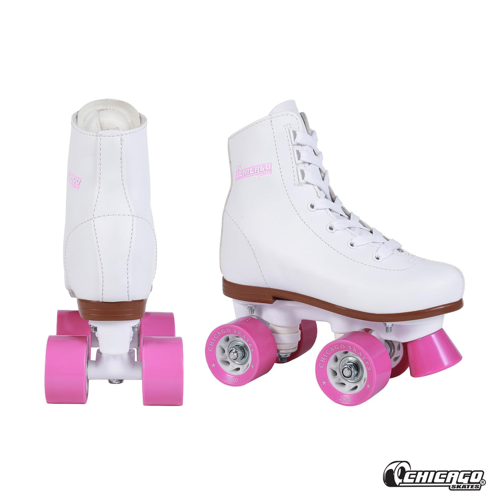 Chicago Girls Rink Roller Skates - Classic High-Top Quad Skates, Padded Ankle Collar, 54mm Urethane Wheels, Adjustable Trucks, I