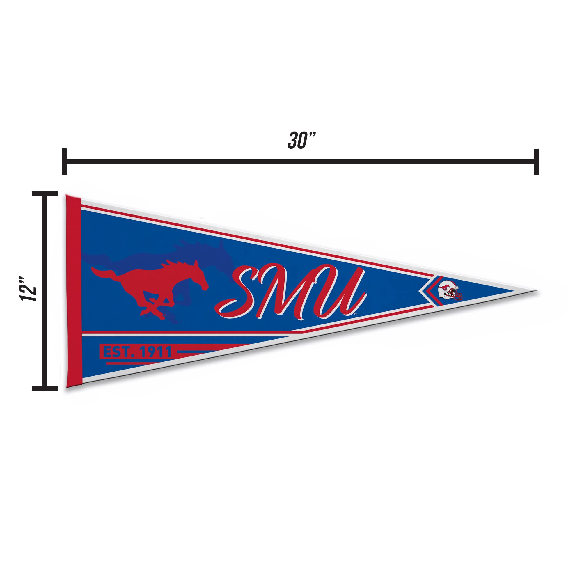 Rico Industries Ncaa Southern Methodist Mustangs Classic 12'' X 30'' Felt Wall D  Cor Pennant - Great For Home/Bed Room/Man Cave