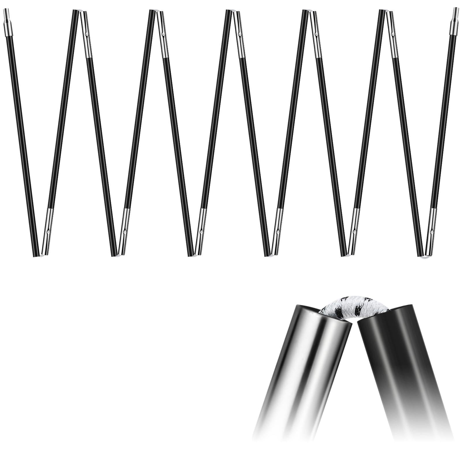 Yaocom 16ft 9.5mm Fiberglass Tent Poles Replacement Pre Assembled Black Tent Poles Camping Rod Parts for Hiking Outdoor Camping 