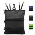 Finger Ten Golf Pouch Bag For Valuables Tee Color With 4 Golf Pencil Pack, Zippered Pocket Gear Clip Hook To Bag (Black Pouch Ba