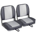 Leader Accessories A Pair of New Low Back Folding Boat Seat(2 seats) (B-Gray/Charcoal)