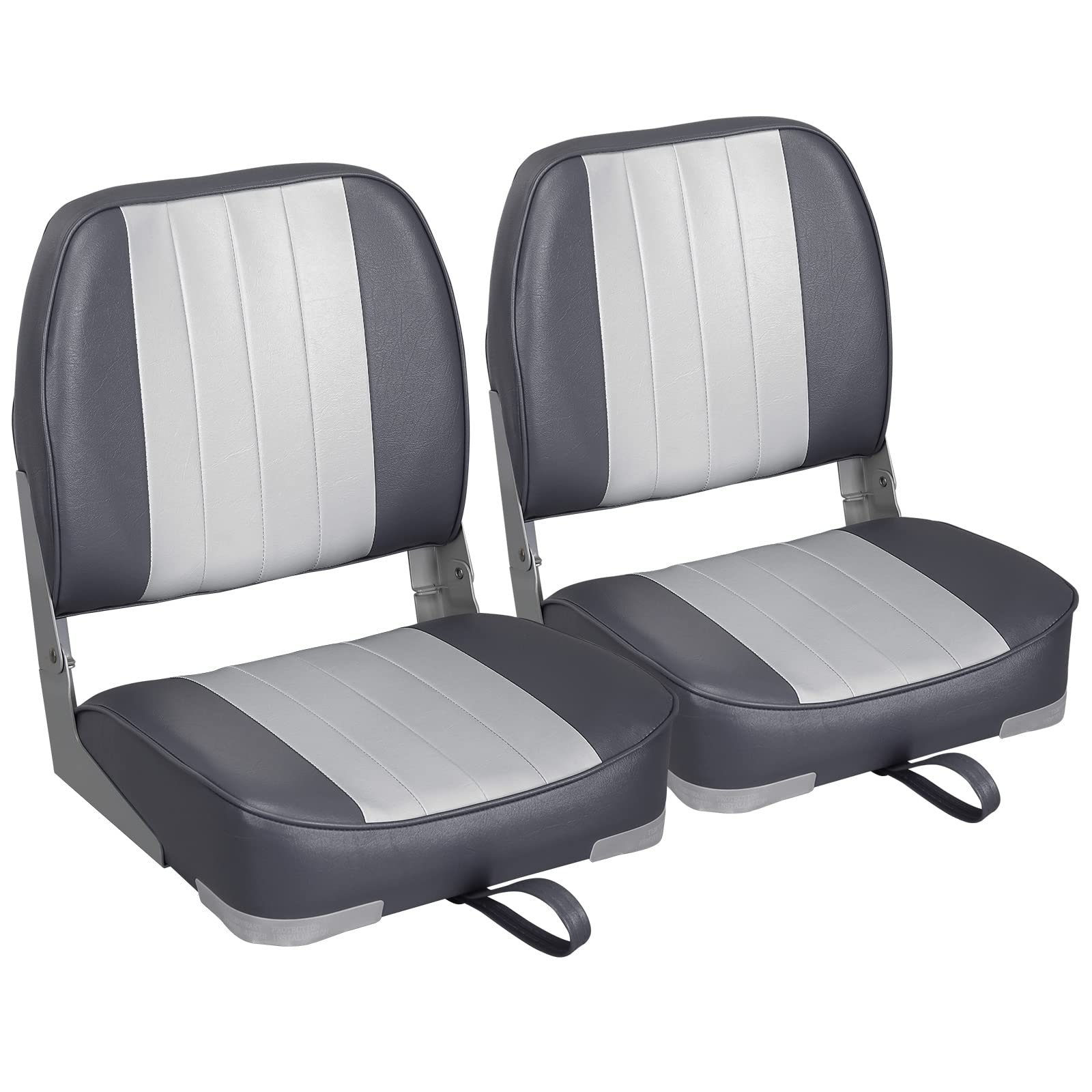 Leader Accessories A Pair of New Low Back Folding Boat Seat(2 seats) (B-Gray/Charcoal)