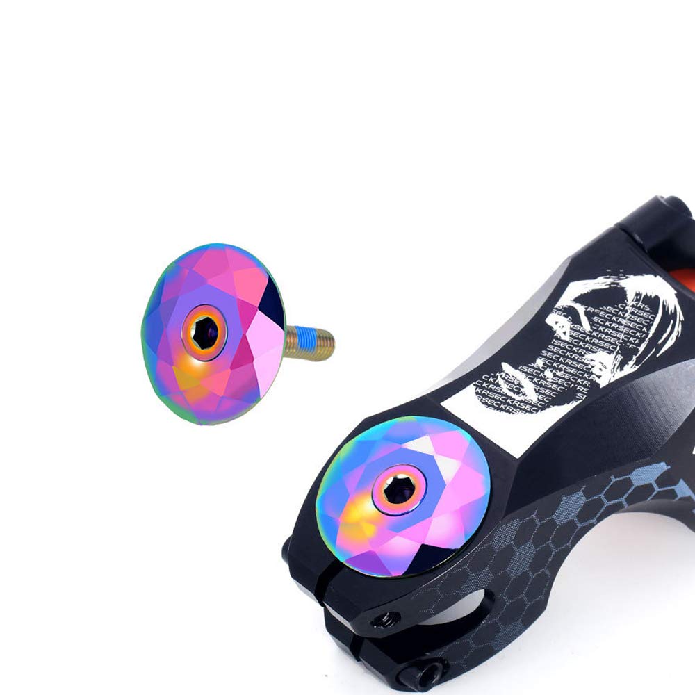 Thinvik Bicycle Headset Top Cap With Bolts,1 1/8 Inch Bicycle Rainbow Color Al Alloy & Bolt Mountain Bike Stem Top Cap Cover Hea