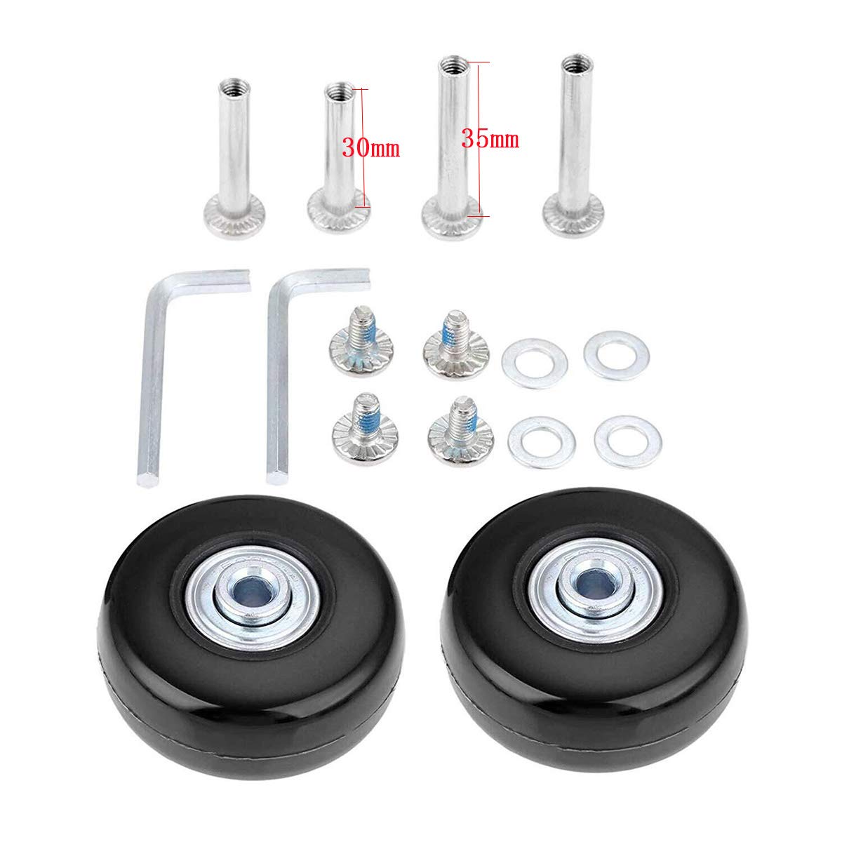 F-Ber Luggage Suitcase Wheels Replacement Kit 64Mm X 18Mm With Abec 608Zz Inline Outdoor Skate Replacement Wheels, One Set Of (2