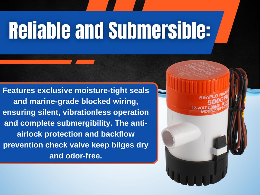 Seaflo 01-Series 500 Gph Bilge Pump 12V 4-Year Warranty!