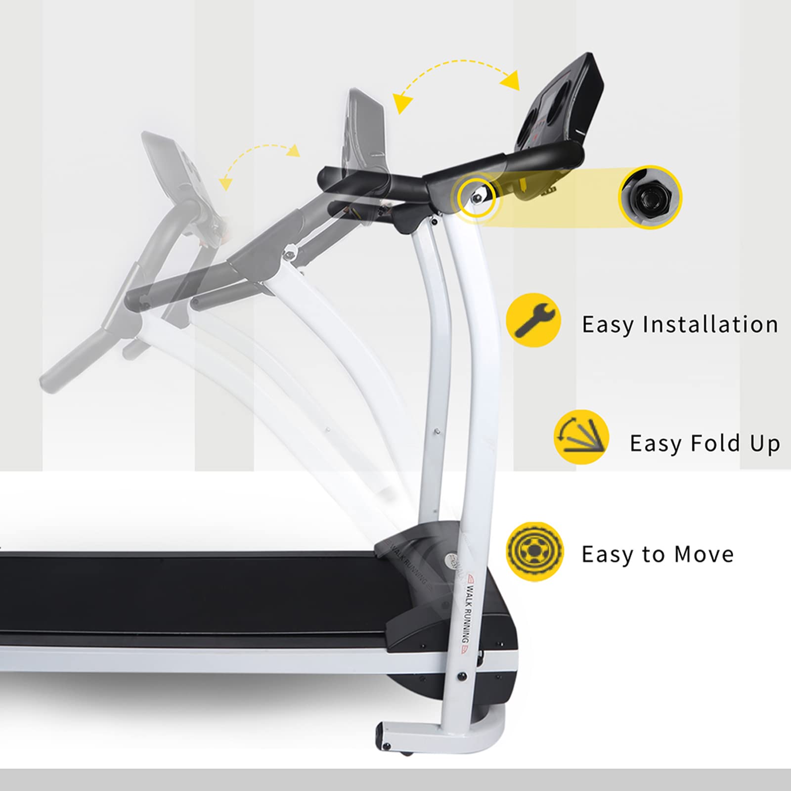 Yssoa High Performance Folding Treadmill, Workout Running Machine With Lcd Display And Phone Slot, Compact Treadmill For Fitness