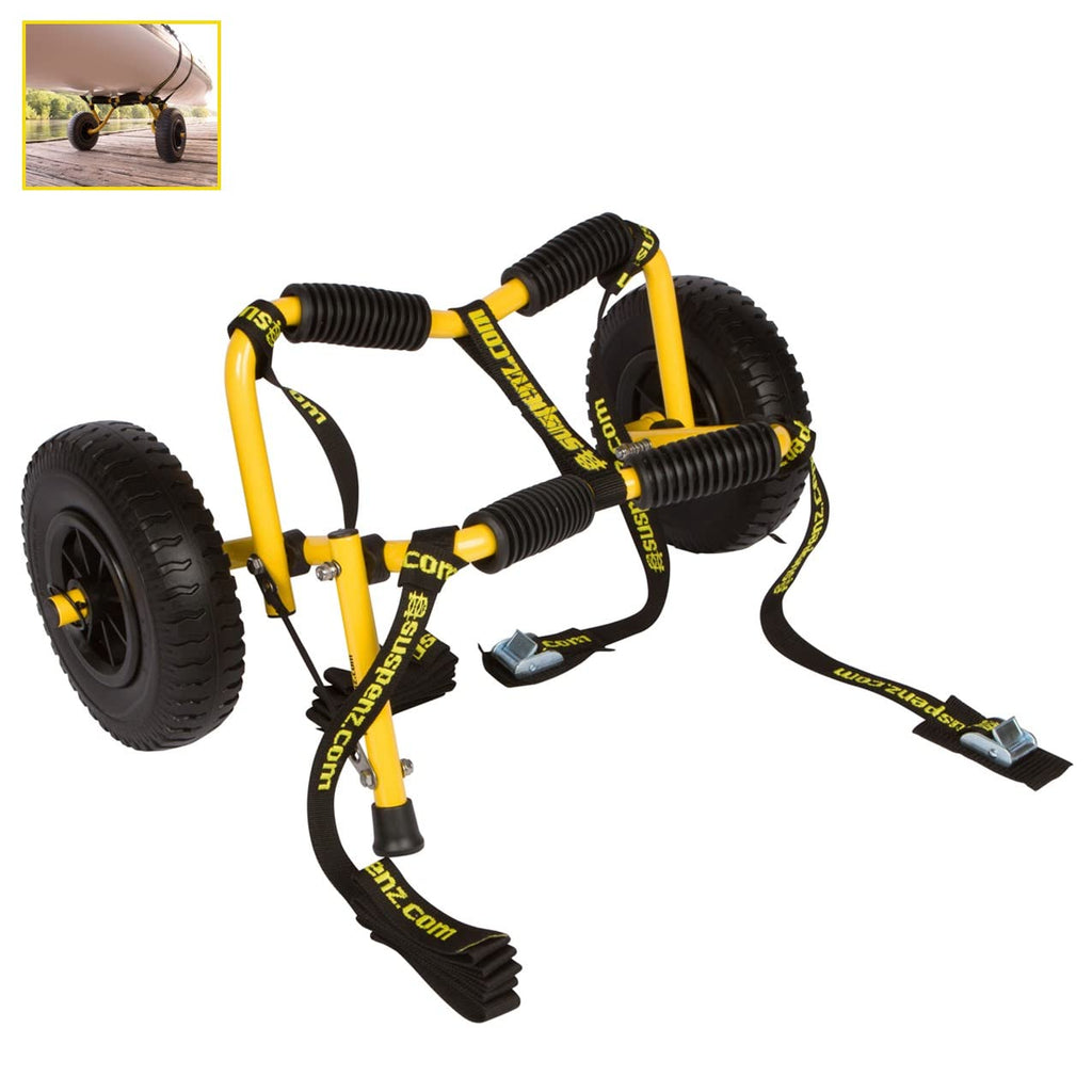 Suspenz Stowable Kayak Carrier Cart, Sk Trailer Cart With Airless Wheels And Straps, Yellow, (22-1166)