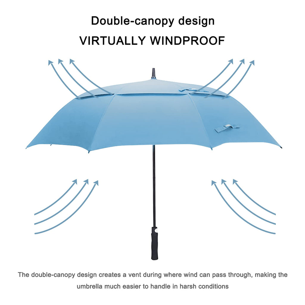 G4Free 62 Inch Automatic Open Golf Umbrella Extra Large Oversize Double Canopy Vented Windproof Waterproof Stick Umbrellas(Sky B
