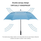 G4Free 62 Inch Automatic Open Golf Umbrella Extra Large Oversize Double Canopy Vented Windproof Waterproof Stick Umbrellas(Sky B