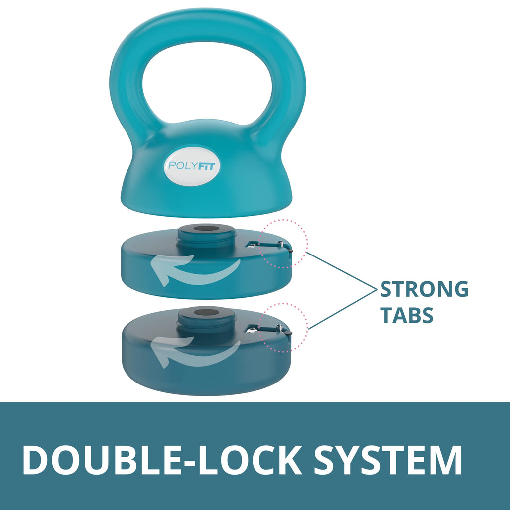 Adjustable Kettlebell - 5 Lbs, 8 Lbs, 12 Lbs Kettlebell Weights Set For Home Gym - Teal