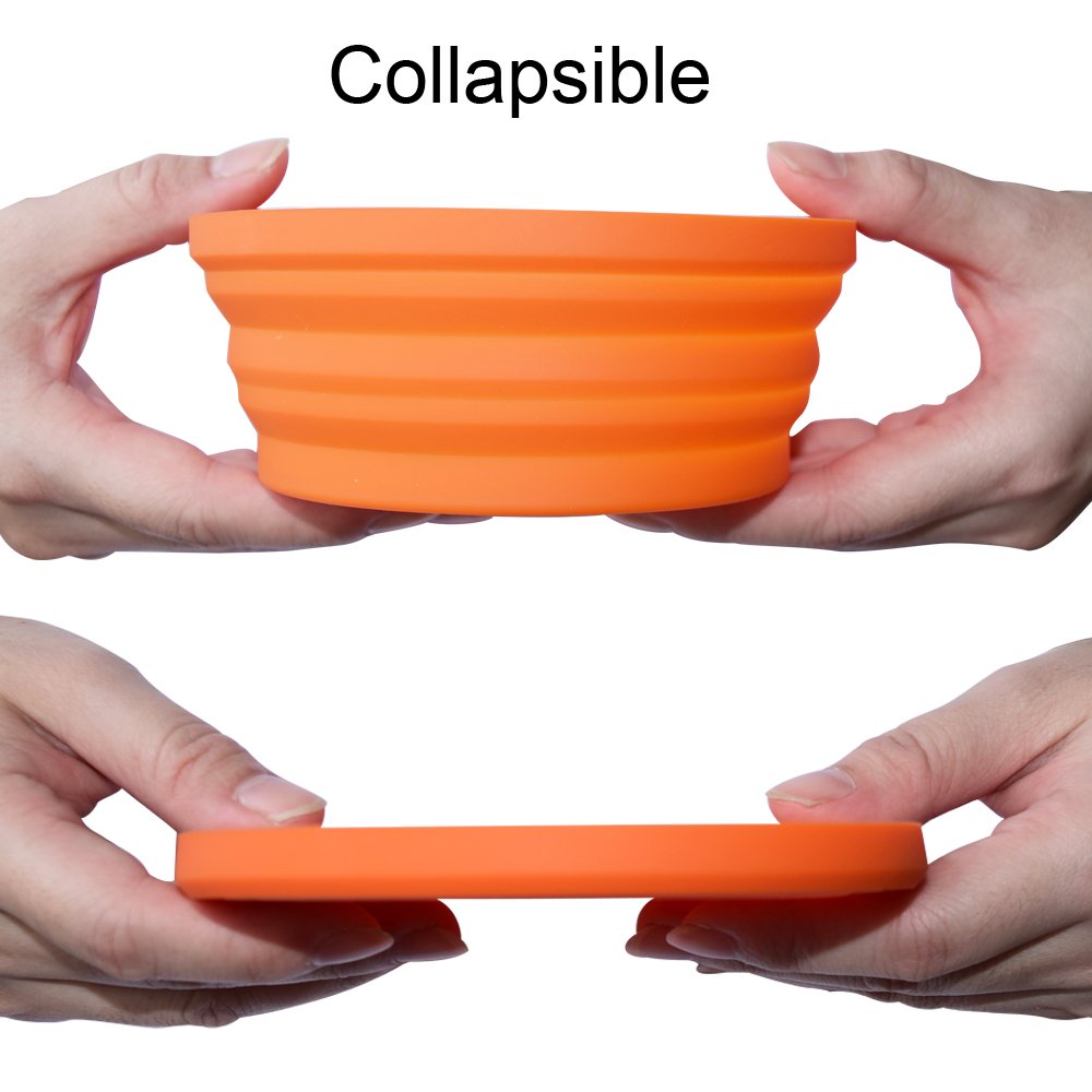 Ecoart Silicone Expandable Collapsible Bowl For Travel Camping Hiking (Orange(S))
