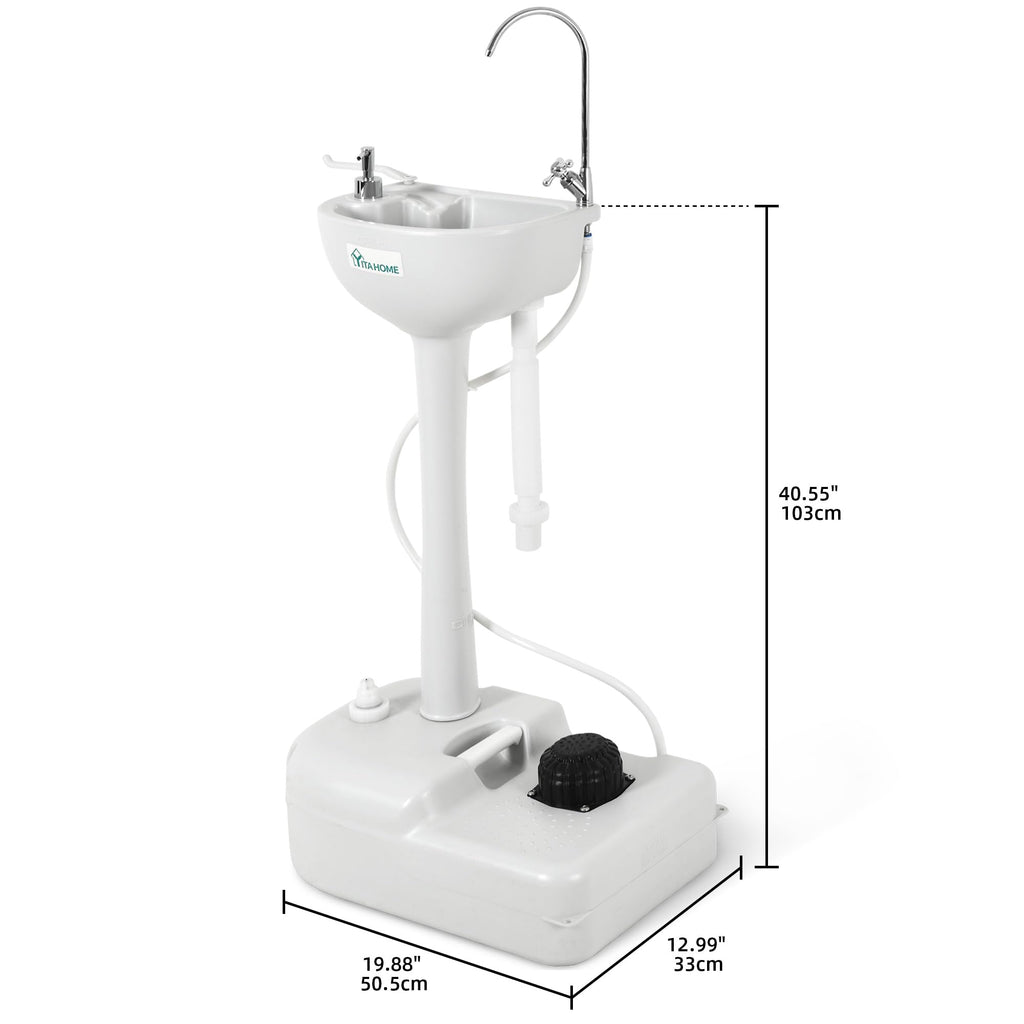 Yitahome Upgrated Portable Sink Camping Hand Washing Station With 17 L Wash Basin Stand, Rolling Wheels, Soap Dispenser, Towel H