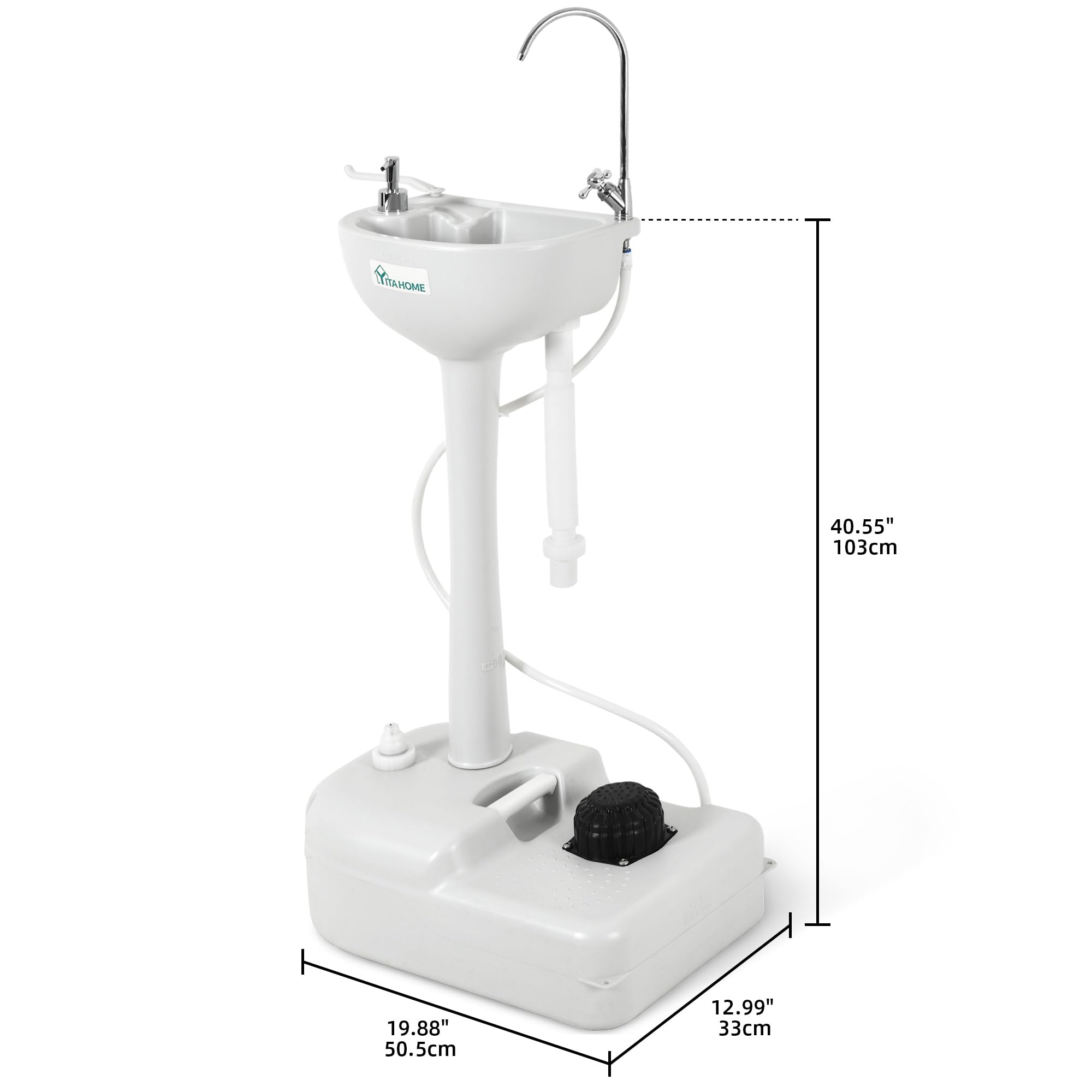 Yitahome Upgrated Portable Sink Camping Hand Washing Station With 17 L Wash Basin Stand, Rolling Wheels, Soap Dispenser, Towel H