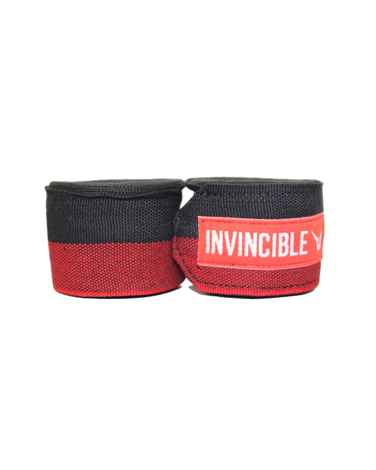 INVINCIBLE Nylon Mexican Style SemiStretch Hand Wraps (Black Red, 2.5 Meter)