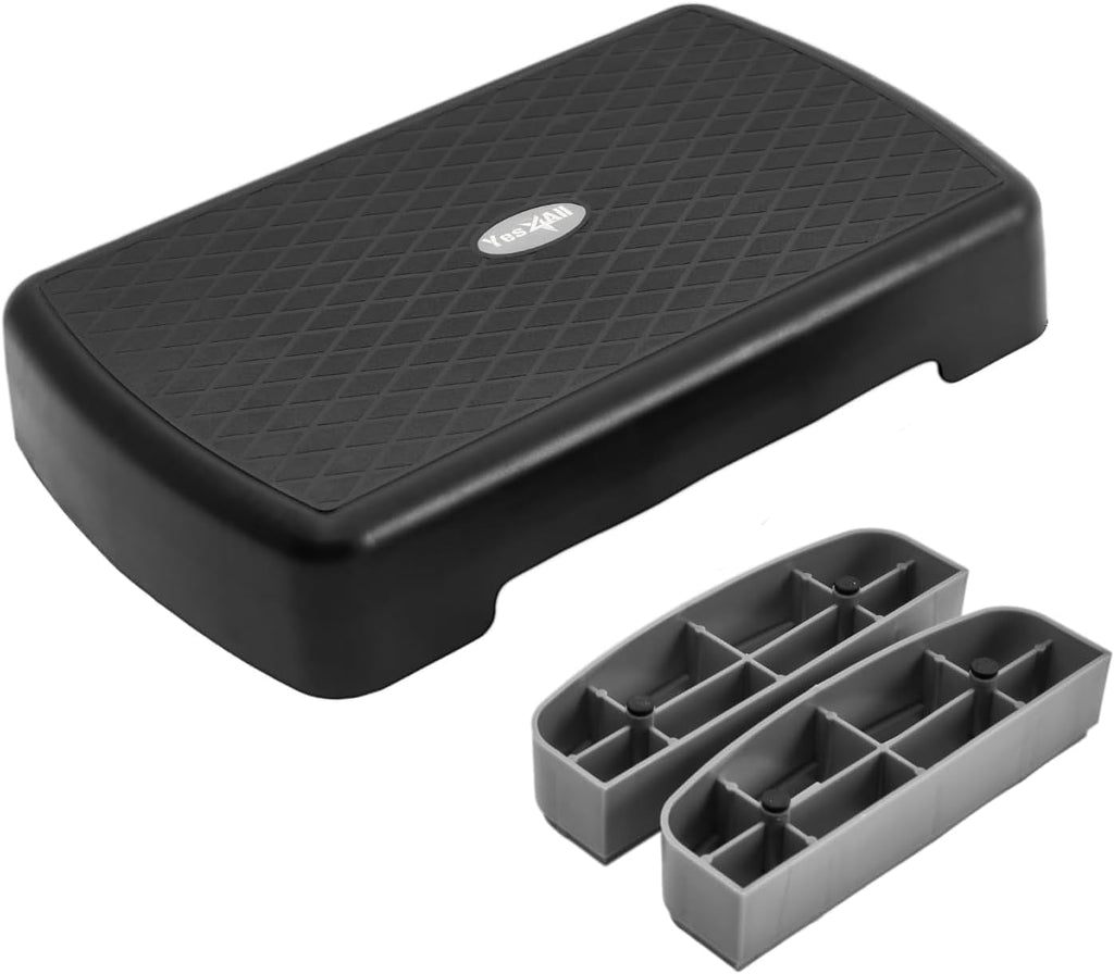 Yes4All Aerobic Step Platform With Adjustable Risers For Home Gym Fitness Workout - Cool Grey