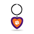 Rico Nmkh120201Pr Clemson Colored Rhinestone Heart Keychain - Purple