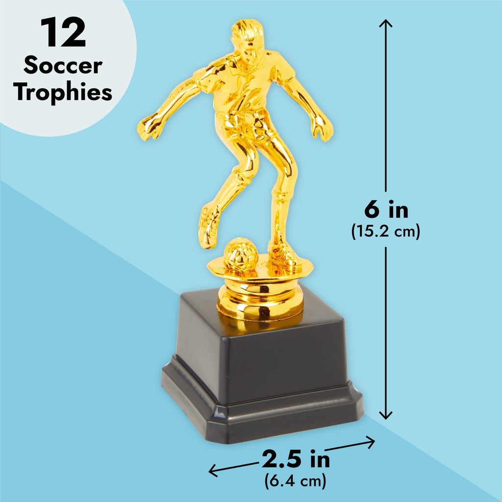 Juvale 12 Pack Small Gold Soccer Trophies For Team Award Ceremonies, Championship Games, Sports Competitions (2.5 X 6 In)
