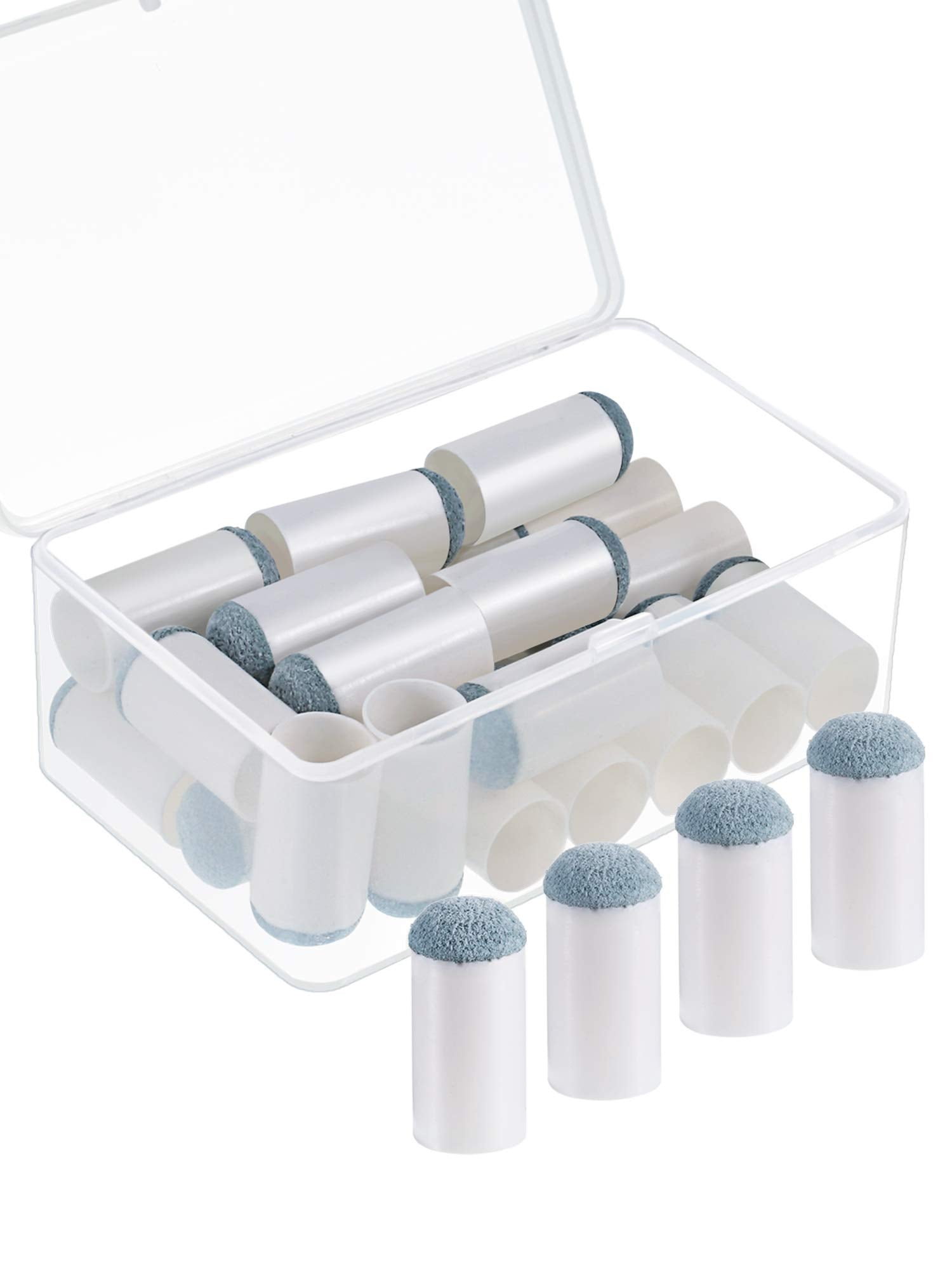 Gejoy 24 Pcs Slip on Pool Cue Tips Billiard Cue Tips Replacement Kit with Storage Box for Snooker Pool Table Accessories No Glue