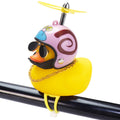 wonuu Rubber Duck Car Ornaments Yellow Car Dashboard Decorations Squeeze Duck Bicycle Horns with Propeller Helmet (Snail-Light)
