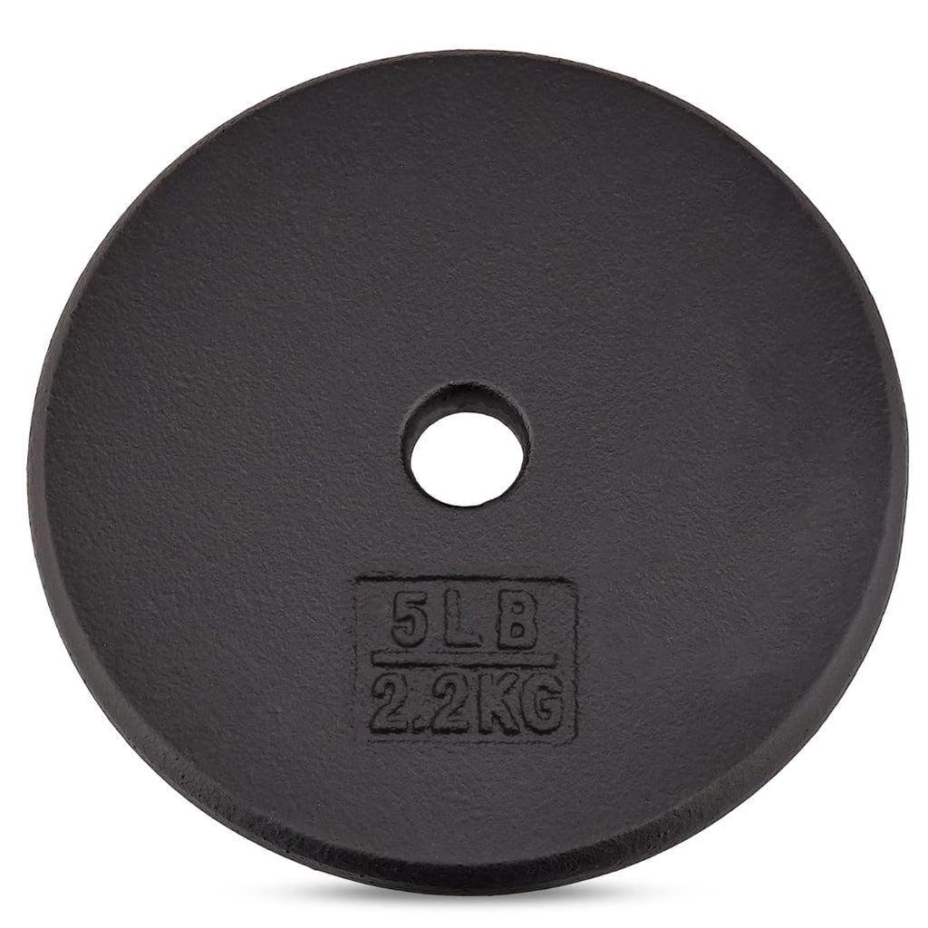 Yes4All 1-Inch Cast Iron Weight Plates For Dumbbells - Standard Weight Disc Plates (5 Lbs, Single)