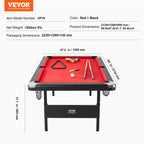 VEVOR Billiards Table, 7 ft Pool Table, Portable Foldable Space-Saving Table, Billiard Table Set Includes Balls, Cues, Chalks an