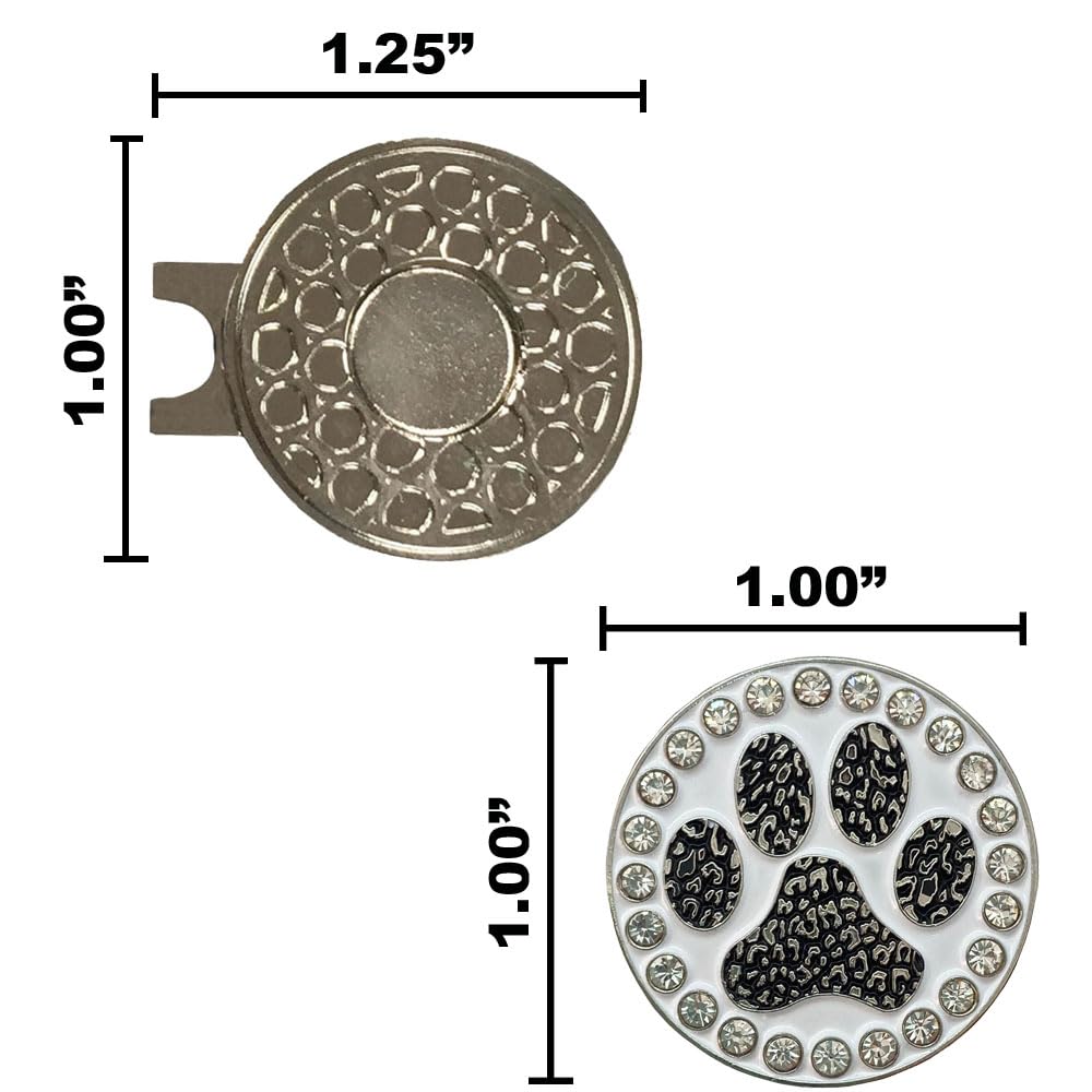 Giggle Golf Bling Paw Print Golf Ball Marker With A Magnetic Hat Clip | Fun Golf Accessories For Women