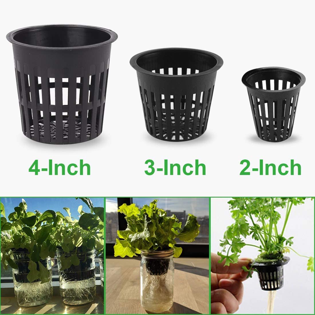 Growneer 50 Packs 3 Inch Net Cups Slotted Mesh Wide Lip With 10Pcs Plant Labels Heavy Duty Filter Plant Net Pot Bucket Basket Fo