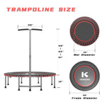 K Kensone 48 Low-Impact Rebounder Trampoline For Adults With Bungee, 550Lbs Quiet Mini Exercise Trampoline With Adjustable T-Sha