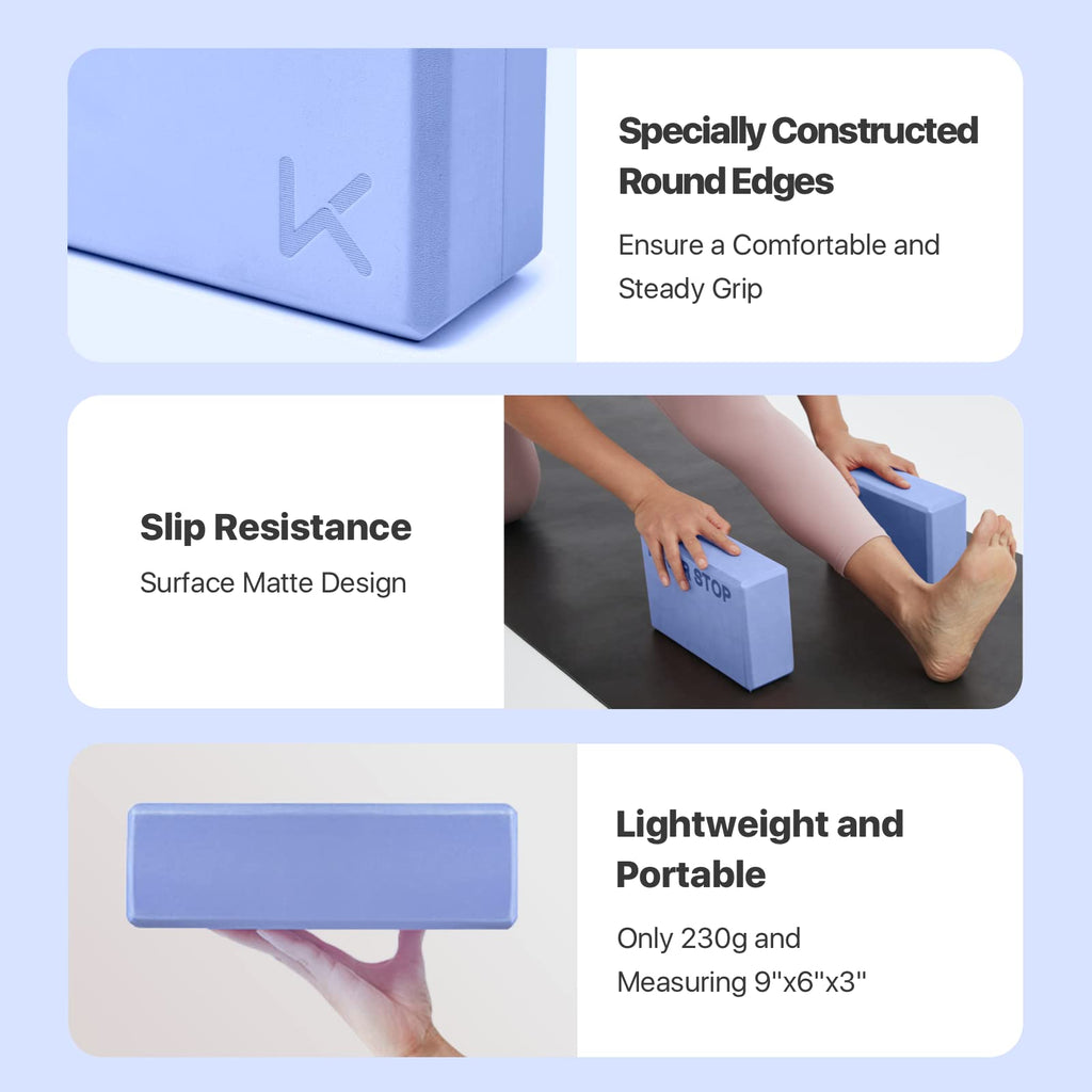 Yoga Blocks, High Density Eva Foam Blocks For Yoga, Pilates, Meditation, Aid Balance, Support And Deepen Poses - Non-Slip Lightw