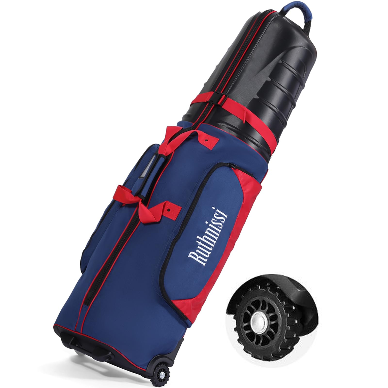 Ruthnissi Golf Travel Bags For Airlines With Strong Wheels And Hard Case Top,Keep Club Heads Safe,Waterproof Fabric,Foldable For